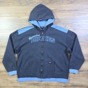 Genuine Dickies Hoodie Zip Up Navy Vintage Embroidered Men's Size L